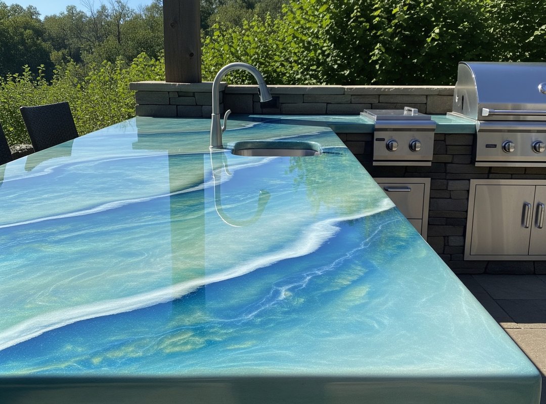 epoxy countertop in modern kitchen