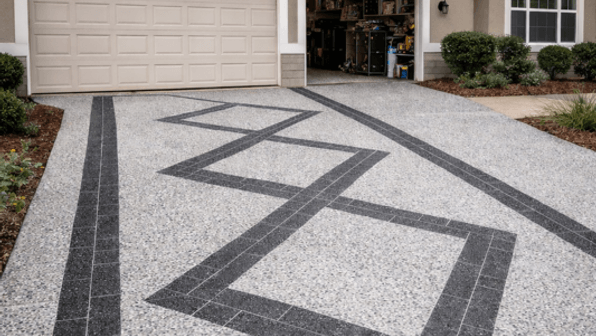 polyaspartic floor coating on driveway apron