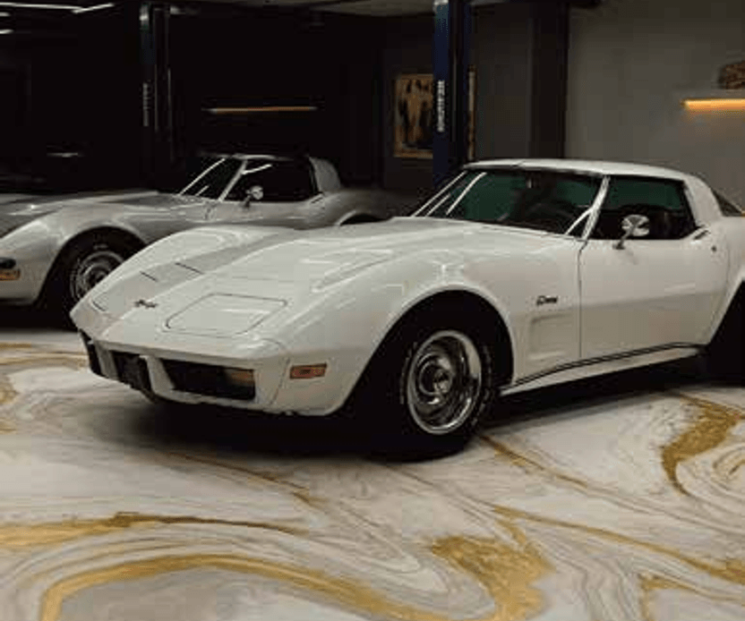 Blue metallic epoxy floor