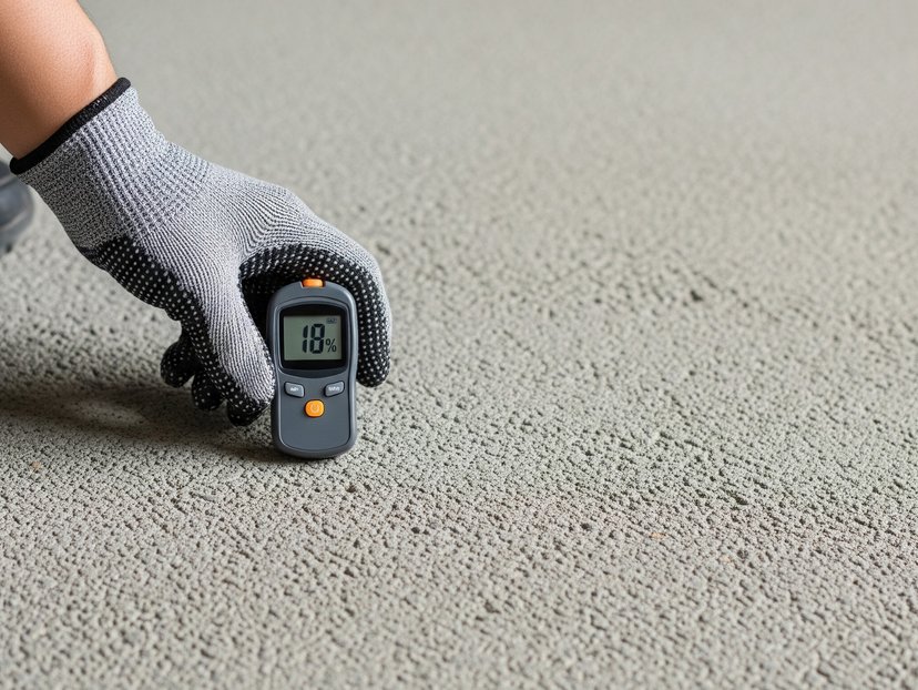 technician performing surface inspection on concrete floor