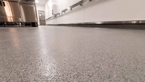 quartz floor coating in a commercial kitchen